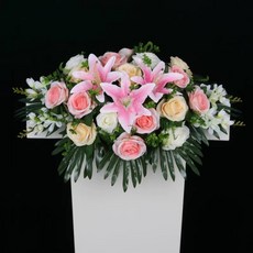 대형 조화 예식장 연단 연회장 데스크 인조 결혼식, 1개, 60cm(핑크 쇼트 스타일)