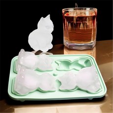 샌디르 고양이 실리콘 얼음 트레이 하이볼 왕얼음틀 홈카페 용품, 민트(Mint), 1개