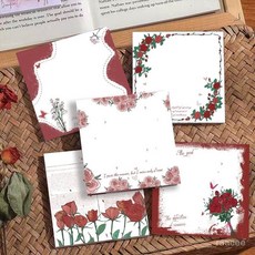 梵玫瑰系列抽拉式便利貼紙 複古花卉手賬素材紙 ins風便簽紙 無粘性, 1個, 玫瑰序曲（400張便簽紙）,收藏店鋪（加贈迷你橡皮）