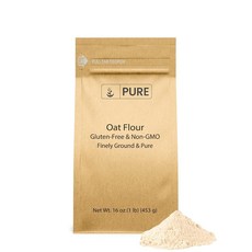 Pure Original Ingredients 글루텐 프리 귀리 가루(0.5kg(1파운드)) 미세하게 갈림 GMO 프리 빵 및 케이크, 1개