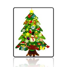 不織布聖誕樹牆面裝飾 魔鬼氈毛氈聖誕掛飾, D款(附led燈), 1個