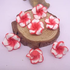 30 개/몫 18mm 하와이 폴리머 클레이 Plumeria rubra 귀걸이 헤어 쥬얼리에 대한 다섯 꽃잎 액세서리 Diy, 01 Red