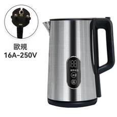 電熱水壺數顯保溫恆溫智能無縫內膽不鏽鋼燒水壺, 不鏽鋼原色 1.8L:需自備轉接頭