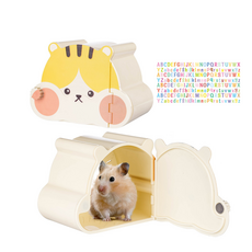 햄스터 관찰존 은신처 골든햄스터 자석 투명 집 + 방수 네임스티커 1매, 노 랑, 1개