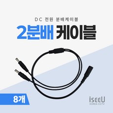 iseeU 2분배 케이블 DC 전원분배 CCTV 1:2 연장 멀티잭 어댑터, 8개