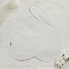 베베솜 아기 턱받이 하트 이유식턱받이 6겹 요루 거즈빕 순면 국내제작, 1개, 1개입, 하트-크리미코튼