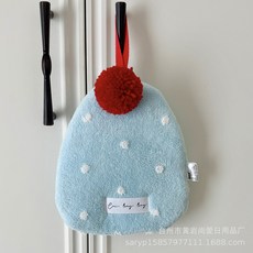 10/23 款波點小帽子毛球擦手巾可掛衛生間廚衛幹手巾可愛禮品毛巾, 1個, 藍色帽子擦手巾