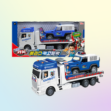 씽크 헬로카봇 폴리스 카고트럭 미니카 장난감 트레일러 카 캐리어 장난감 세트, 1개