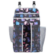 多功能床邊收納袋 寶寶嬰兒床尿布掛袋 床邊掛包 玩具儲物袋, 黑底恐龍