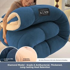 양털 벨벳 담요 겨울 이불 양면 플로킹 기숙사용 싱글 학생용 푹신한, J. 다이아몬드 항균 두툼한 - 벤틀리 블루 [고중량