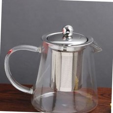 홈카페 스텐 거름망 내열유리 티포트 찻주전자 다관 550ml 유리다관 티팟, 1개, 투명계열