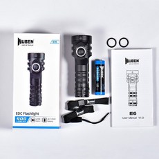 WUBEN E6 隨身遠射小鋼炮手電筒 410米射程 附14500電池 AA筒 3號電池 小又亮, 1個, E6小鋼炮-標配原廠14500鋰電池1顆