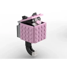 MOC 벽돌 키 체인 거치대 특이한 어린이 장난감 조립 모델 장식 DIY 걸이 링 건설 도시 빌딩 블록, 15 pink black cat