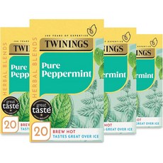 영국 트와이닝 Twinings Pure Peppermint Tea Bags 퓨어 페퍼민트 허브차 티백 4x20개입, 2g, 80개입, 1개