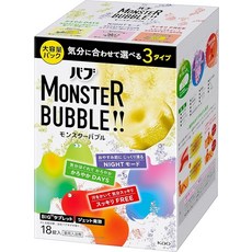 kao 바브 일본산 데칼라쿠 몬스터 버블 탄산 입욕제 바쓰솔트 온천 3종 18알, 1개
