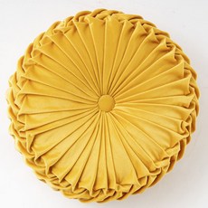 엉클조이 데이지 꽃모양 벨벳 쿠션 원형 등받이 인테리어 HH176, 옐로우