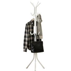 스탠드 옷걸이 옷 거치대 스탠드 옷걸이 다중후크 공간절약 현관정리용, 화이트