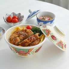 일본식 히미츠 뚜껑 있는 텐동 돈부리 덮밥 그릇 세트 2size, 1개, 옐로우(소)