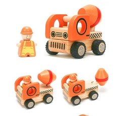 18개월 영유아 작동하는 원목레미콘트럭 신체발달 소아과장난감 아동완구, 1개