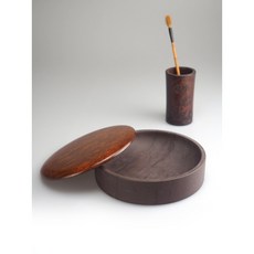 汶采筆莊 7吋圓形宋坑單打端硯 文房四寶 硯台, 詳見包裝