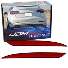 IJDMTOY OE-Spec 레드 렌즈 후면 범퍼 반사판 교체품 테슬라 2020-2024 모델 Y와 호환
