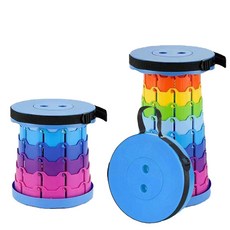 홈밸류언스 대영 놀이공원 대기 의자 휴대용 접이식 아코디언 에버랜드 롯데월드 대기의자 자바라 간이 야외 폴딩스툴, 1개, 레인보우 블루