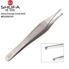 SHUFA 에디슨핀셋 12cm ( 아드슨포셉 무구형 유구형 Adson Forceps ), 에디슨핀셋 유구, 1개