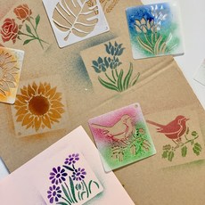 곰지마켓 스텐실도안 꽃 새 나비 자연 스텐실 36개 세트