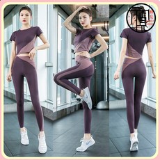 瑜伽服套裝女夏季薄款速幹健身服上衣專業跑步運動訓練服緊身短袖