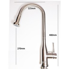 不銹鋼廚房伸縮龍頭-毛絲面：伸縮設計，不銹鋼材質，安裝簡便，適用於各種廚房水槽, 1個