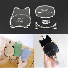 DIY 고양이 가죽 도구 키링 키체인 패턴 몰드 아크릴 템플릿 가죽 공예 1 세트, 01 XBY-01 9x13x2cm, 1개