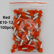 100PCS팩 E10-12 튜브 절연 단자 10MM 케이블 와이어 커넥터 절연 프 단자 커넥터, 01 100pcs, [01] Red