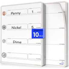 스크라이블도 코인 연습 9x12 작은 화이트 보드 드라이 이레이즈 시트 수학 조작 2학년 머니 러닝 홈스쿨 용품 교사 학생 교실 팩 10매