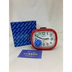 RHYTHM 麗聲響鈴滑動式秒針夜視貪睡鬧鐘 CRA841NR01 紅框 11.4X9.8cm, 1個