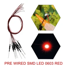20pcs 사전 배선 길이 30awg 와이어 SMD LED 0402 조명 납땜 저항기 12V 흰색 빨간색 파란색, 13 0603 Red