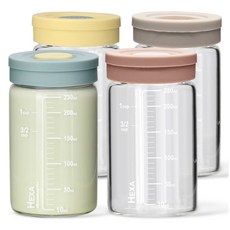 미르코리아 헥사 내열유리 투톤 실리콘캡 눈금유리병 4종 세트, 250ml, 1세트