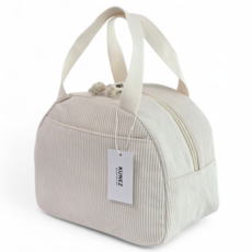 쿠네즈 심플한 런치백 코듀로이 보온 보냉 도시락 가방, 아이보리, 1개