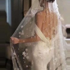 瑪妮新娘飾品 長頭紗 韓式花朵3米新娘結婚頭紗, N/A, 1個