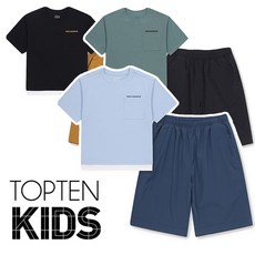 탑텐키즈 남아 여름 부드럽고 통기성 좋은 원단 쿨에어 레이어드 밑단 상하복 세트