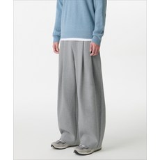 MUSINSA STANDARD 더블 니트 투 턱 와이드 라운지 스웨트 팬츠 [미디엄 그레이]