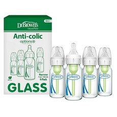 닥터브라운 옵션스 플러스 내로우넥 유리 젖병 120ml & 1단계 젖꼭지 각 4개입 137777