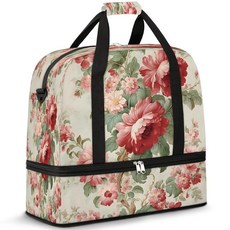 XMNYGJ 빈티지 플로럴 태피스트리 여행용 더플 백 여행 필수품 여성용 체육관 가방 신발 수납 공간이 있는 위켄더 오버나이트 비행기용 휴대용