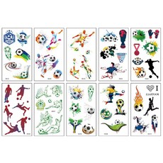 축구 농구 야구 풋볼 유아 아동 타투 어린이 판박이 스티커 6타입, 1개, 축구 ZW/10매세트