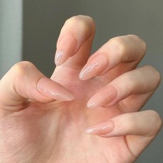 純裸色杏仁穿戴甲 純欲風顯白, 1個, 短杏仁24mm 精美袋子-工具包 ,Xs
