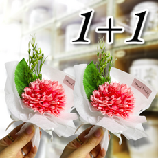 납골당꾸미기 핸드메이드 국내생산 정성을 담아 퐁퐁 미니 꽃다발 미니어처 조화 봉안당 꾸미기 화병 FLOWER 꽃병 리스, 진한핑크