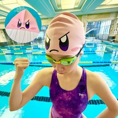 귀여운 캐릭터 별의커비 실내수영장 실리콘 수모 남여공용 긴머리 대두 동호회 강습 선물, 1개, (별의커비/핑크/일반)