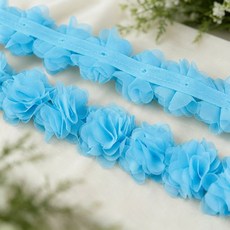 1m 시폰 레이스 원단 스트랩 장식 꽃 리본 공예품 부직포 받침대, 1개, sky blue