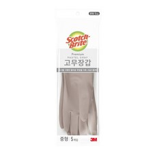 스카치브라이트 프리미엄 고무장갑 5개입, 파스텔그레이, 중(M), 1세트