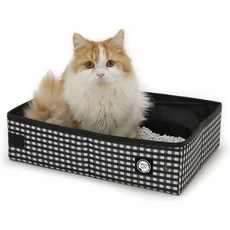 네코이치 휴대용 스트레스 프리 케이지 캐리어 및 배변판 실내 실외 여행용 검정색