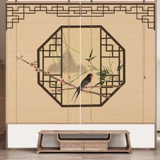 대나무커튼 파티션 복고 인테리어 원목 한식당 맞춤제작 가리개 패턴22 가벽 문발 암막